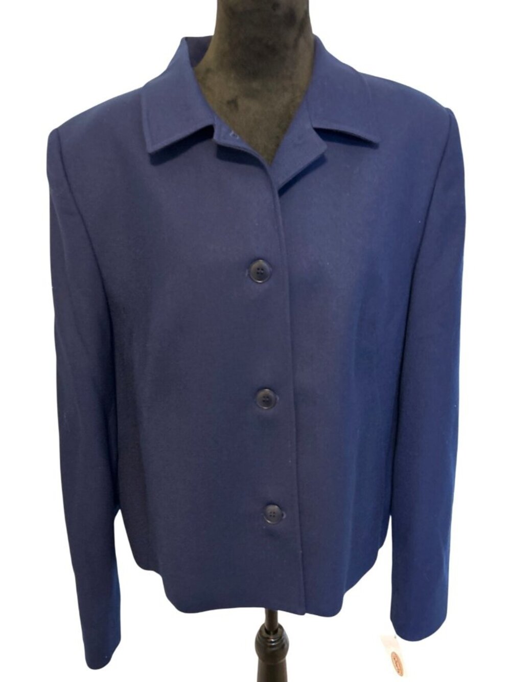 NWT Vintage Talbots Wool Jacket Women's 18 Navy Blue Career Classic Blazer